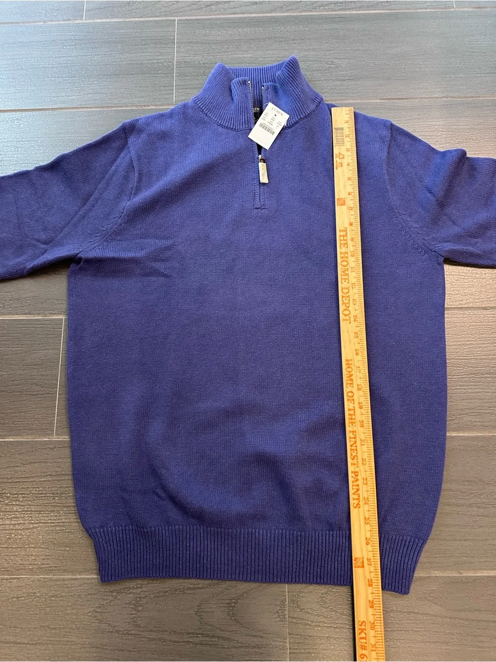 J. Crew Men's Vintage 2010 Cotton-Cashmere Royal Blue Quarter Zip-Neck Sweater